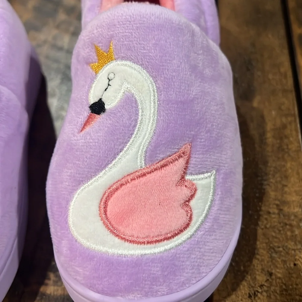 Purple Kids Shoes with Swan and Castle Design
